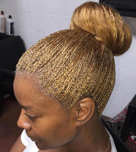 Bun From Blonde Micro Braids #treebraids Micro Braids Human Hair, Micro Braids Styles, Invisible Braids, Micro Braids Hairstyles, Micro Twists, Individual Braids, Tree Braids, Blonde Box Braids, Blonde Braids