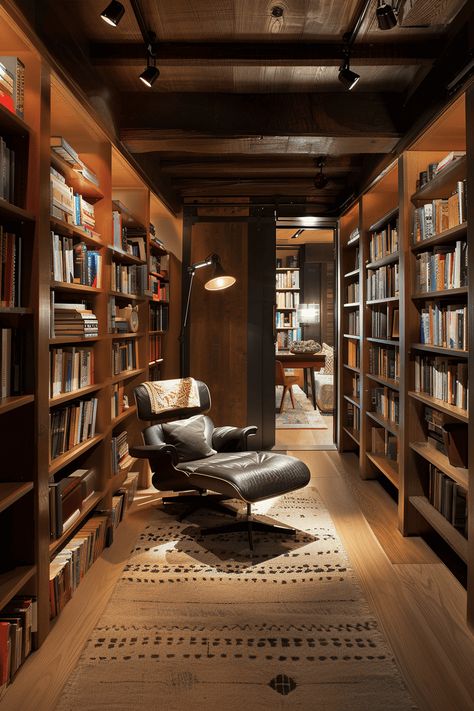 mid-century styled home library 1930s Library, Library Room Interior, Mcm Library, Library Snug, 70s Mid Century Home, Library Ideas For Home, Library Mid Century, Mid Century Modern Library, Indoor Library