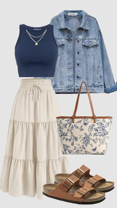 #vacationoutfits #outfitideas #churchoutfit #coastal #beach #outfit #navyblue #summer #coastalgranddaughter #modestoutfit #skirt Modest Summer, Modesty Outfits, 2024 Outfits, Cute Modest Outfits, Modest Summer Outfits, Populaire Outfits, غرفة ملابس, Casual Day Outfits, Modieuze Outfits