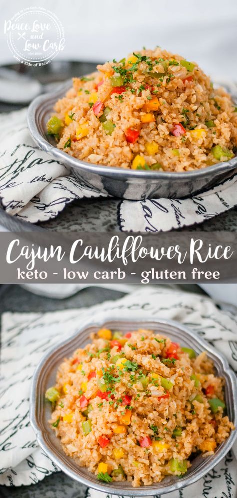 Cajun Cauliflower Rice, Carb Swaps, Cajun Rice Recipe, Cajun Cauliflower, Keto Rice, Keto Skillet, Cauliflower Keto, Cajun Rice, Keto Veggies