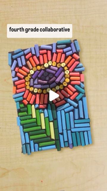 Art Projects For 2nd And 3rd Graders, 1st Grade Crafts Summer, Crafts With Old Crayons, Mosaic Projects For Kids, Crayon Mosaic, First Grade Art Projects, Collaborative Art Projects For Kids, Mosaics For Kids, Tk Ideas