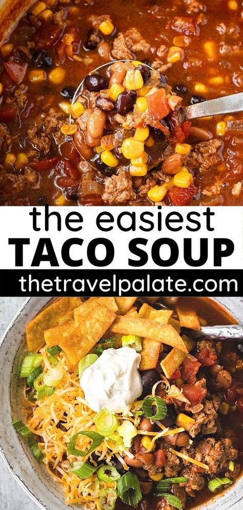 Simple Taco Soup, Turkey Taco Soup, Ground Turkey Soup, Quick Soup Recipes, Easy Taco Soup, Turkey Taco, Quick Soup, Beef Soup Recipes, Taco Soup Recipe