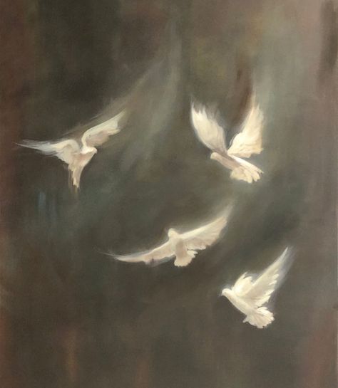 Flying Birds Painting On Canvas, Ethereal Wall Art, Bird Painting Flying, Bird In Flight Painting, Birds In Flight Drawing, Bird Flying Aesthetic, Birds Flying Aesthetic, Birds Flying Painting, Flying Artwork