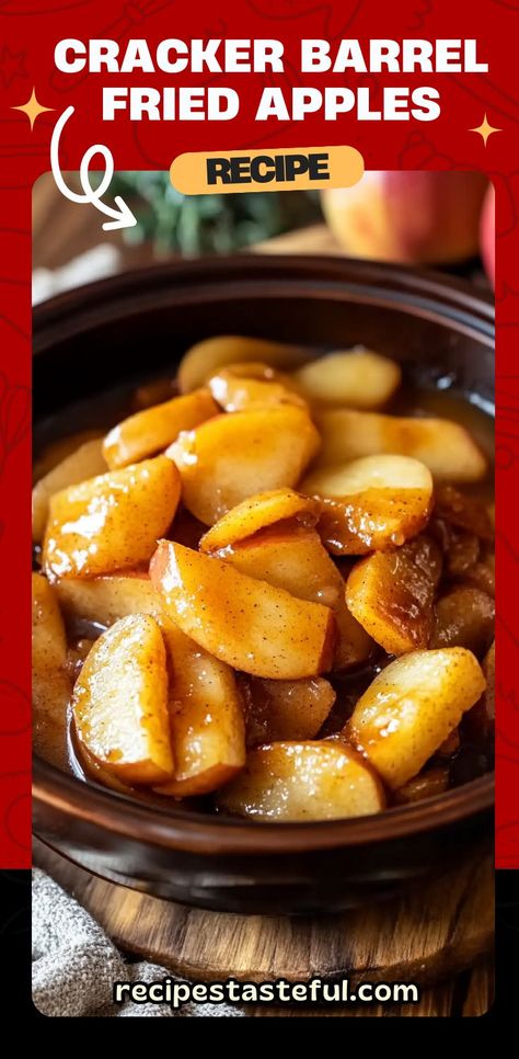 These Easy Slow Cooker Cracker Barrel Fried Apples are the perfect sweet treat for any occasion! With tender apples cooked in a rich, spiced syrup of brown sugar, cinnamon, and butter, they’re the ideal side dish, dessert, or topping for your favorite breakfast dishes. Serve them warm over ice cream or alongside pork chops for a comforting, flavorful dish. #SlowCookerFriedApples #EasyAppleRecipe #CrackerBarrelStyle #AppleDessert #FallFlavors #CinnamonApples #ComfortFood #SlowCookerRecipe Cinnamon Apples Crockpot, Cracker Barrel Apples, Cracker Barrel Apples Recipe, Cracker Barrel Fried Apples, Apple Recipes Easy, Fried Apples, Cooked Apples, Apple Desserts, Cracker Barrel