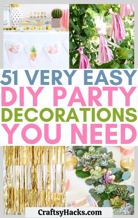 Creating stylish DIY party decorations can be much easier and affordable when you make these DIY crafts to decorate for parties. With these super easy diy party decor ideas you can easily have diy decorations for every occasion. Table Decorating Ideas Party, 40th Decoration Ideas, Easy Garden Party Decorations, Dinner Party Diy Decoration, Thank You Decorations Party Ideas, Diy Brunch Party Decorations, Diy Birthday Party Decorations For Women, How To Decorate A Canopy For A Party, Home Made Party Decor