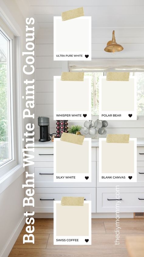 Living Room Colors Behr Paint, Behr White Paint Colors Kitchen Cabinets, White Paint Colors For Walls Behr, Weathered White Paint Behr, Neutral Behr Paint Colors, Behr Weathered White, Behr Marquee Paint Colors, Silky White Behr Paint, Whisper White Behr