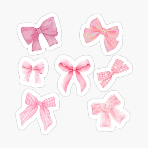 Get my art printed on awesome products. Support me at Redbubble #RBandME: https://www.redbubble.com/i/sticker/Pink-bow-coquette-ribbon-by-touchofbasic/164985731.EJUG5?asc=u Ribbon Sticker Printable, Preppy Stickers Pink, Ribbons Coquette, Coquette Stickers, Ide Scrapbook, Ribbon Sticker, Coquette Ribbon, Sticker Design Inspiration, Preppy Stickers