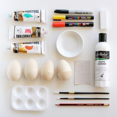 “Getting supplies ready for painting les oeufs! Matisse acrylic paints are soooo nice to use. #blankgoodseaster #eastercraft #eastercraft #woodeneggs” Natural Easter Eggs, Wooden Easter Eggs, Polish Traditions, Make Tutorial, Easter Egg Designs, Easter Egg Painting, Diy Craft Tutorials, Holiday Craft, The Hollow