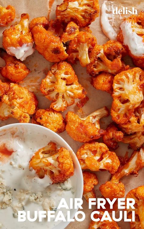 Air-fried to perfection, Air Fryer Buffalo Cauliflower is everything you love about buffalo wings and more. Airfry Cauliflower Recipes, Air Fried Cauliflower, Air Fryer Buffalo Cauliflower, Air Fryer Cauliflower, Buffalo Cauliflower Recipes, Vegetarian Snack, Paleo Meals, Air Fryer Oven Recipes, Cauliflower Recipe