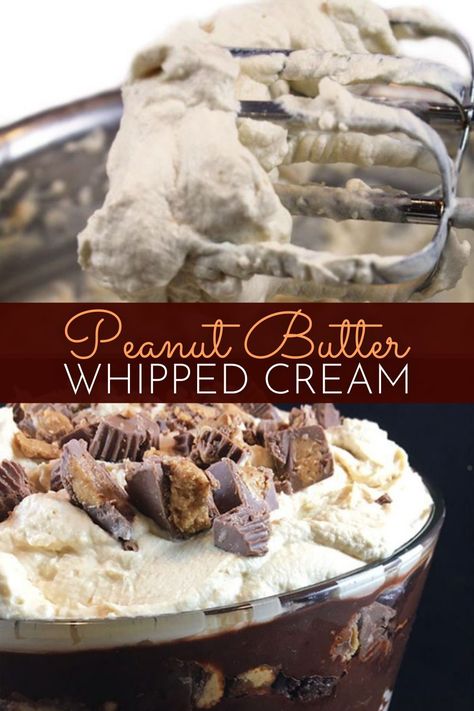 Peanut Butter Whipped Cream, Flavored Whipped Cream, Whipped Cream Recipe, Whipped Cream Cakes, Easy Frosting, Frosting Recipes Easy, Pudding Ice Cream, Peanut Butter Marshmallow, Recipes With Whipping Cream