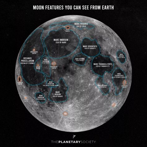 Moon features you can see from Earth The Moon Tonight, Moon Map, Moon Planet, Astronomy Facts, Map Worksheets, Nasa Images, Planets And Moons, Dark Side Of The Moon, Space Images