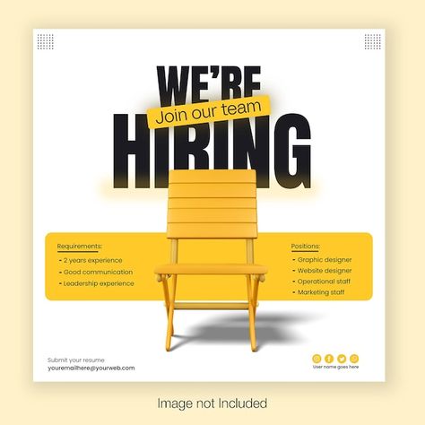 We are hiring banner web template social... | Premium Psd #Freepik #psd #job-posting #hiring-post #recruitment-banner #job-vacancy Graphic Designer Job Post, Hiring Creative Design, Job Announcement Design, Social Media Post Creative Design, Job Opportunity Poster, Recruiting Posts Social Media, We Are Hiring Social Media Post, Graphic Designer Hiring Post, Job Posting Design