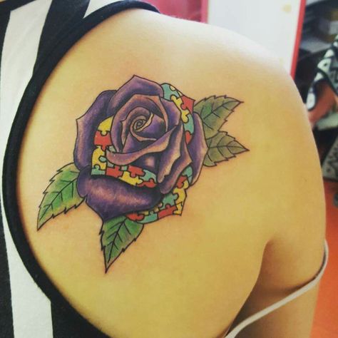 Will be getting this for Brittany Puzzle Piece Tattoo, Puzzle Tattoos, Awareness Tattoo, Pieces Tattoo, Full Body Tattoo, Large Tattoos, Feather Tattoos, Rose Tattoo, Unique Tattoos