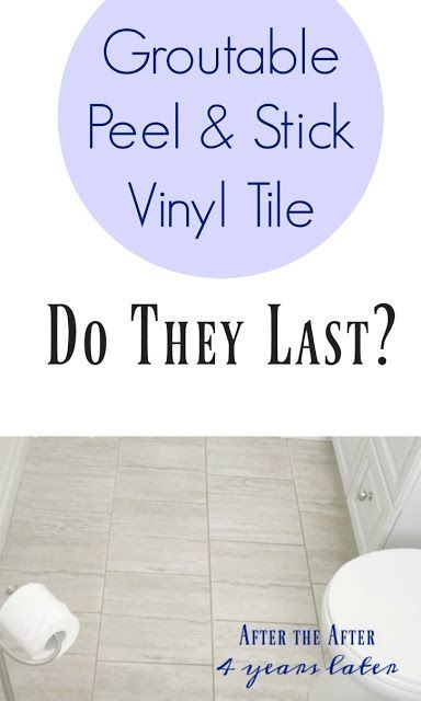 Groutable Peel and Stick Vinyl Tile: Do They Last? (4+ years later) | How well do peel and stick vinyl tiles, that you can grout, last? Are they durable? Here's how ours have held up after more than 4 years. Also links to a great tutorial on how to install them. #diy #howto #bathroom #homedecor #tiles #frugalfamilytimes Groutable Vinyl Tile, How To Grout, Peel And Stick Vinyl Tile, Peel And Stick Floor, Vinyl Tile Flooring, Frugal Family, Diy Tile, Peel And Stick Vinyl, Vinyl Tiles