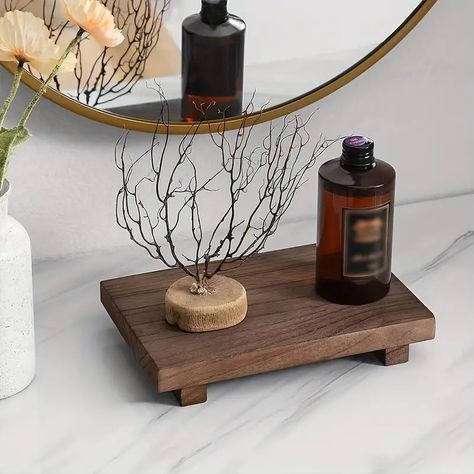 Træforfængelighedsbakke til badeværelsesdisk rustik - Temu Denmark Wooden Bathroom Countertop, Wood Bath Tray, Wooden Bathroom Vanity, Bathroom Vanity Tray, Wooden Soap Dish, Wood Soap Dish, Candles Storage, Decorative Stand, Wooden Display Stand