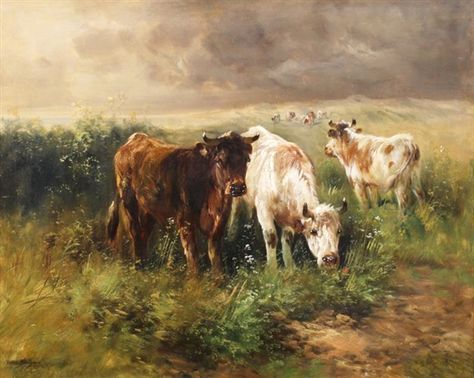 Rosa Bonheur - Cows in a Pasture; Medium: Oil on canvas; Dimensions: 100.96 X 119.38 cm. Animal Painter, Cypress Oil, Hand Drawings, Farm Paintings, Gifted Hands, Cow Painting, Cow Art, Hand Art, Art Hand