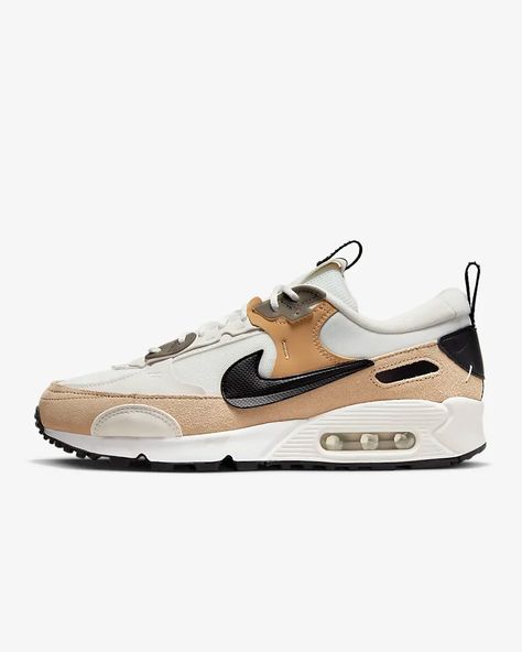 Nike Sneakers Women Aesthetic, Nike Air Max Womens, Cute Shoes Sneakers Nike, Nike Women’s Tennis Shoes, Nike Women’s Shoes, Neutral Nike Shoes, Womens Nikes, Nike Air Max 90 Futura, Air Max 90 Futura