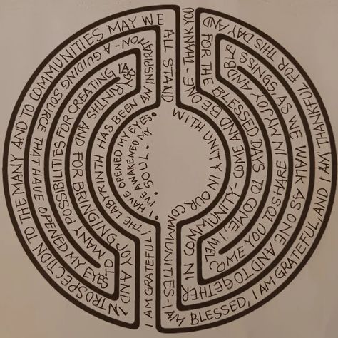 Feeling much gratitude for the opportunity. It's like a labyrinth in my backyard. Living and Giving in CommUnity. This is the design of the #labyrinthatthecreek, a duo entry in which you can walk together, entering at opposite ends, or walk solo. Stay on the path, sit in the center and receive answers on what you seek to know. Happiness for me, is a labyrinth, walking, making, creating. #thankful #grateful #blessed #clarity #walkingthelabyrinth #craftinglabyrinths Walking Labyrinth, Labyrinth Walk, Labyrinth Design, God Mother, Tiny House Village, House Village, Thankful Grateful Blessed, Walk Together, Backyard Living