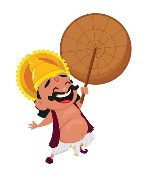 Onam celebration. King Mahabali Maveli Onam, Onam Pictures, Onam Images, Holding Umbrella, Onam Celebration, Onam Festival, Happy Onam, Free Illustrations, Cartoon Character