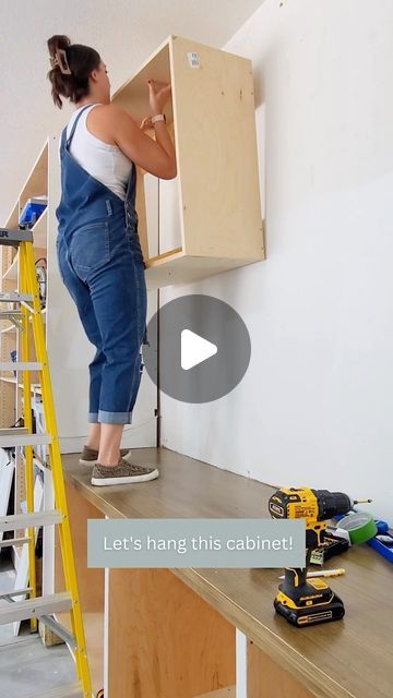 Hang Cabinets Diy, How To Install Upper Cabinets, Mounting Cabinet To Wall, Laundry Upper Cabinets, How To Mount Cabinets On Wall, Corner Wall Cabinet Kitchen, Hanging Cabinets Kitchen, Upper Cabinet Ideas, How To Hang Cabinets