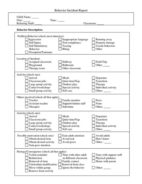 incident report form child care | Behavior Incident Report - DOC Behavior Sheet, Behavior Report, Preschool Behavior, Daycare Business Plan, Behavior Contract, Preschool Director, Daycare Organization, Daycare Business, Incident Report Form