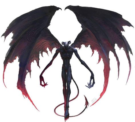 Demon Familiar, Night Gaunt, Demon Wings, Dark Creatures, Wings Drawing, Wings Art, 다크 판타지, Monster Concept Art, Dark Art Drawings