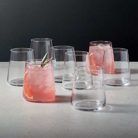 Unique Drinking Glasses | CB2 Unique Drinking Glasses, Modern Drinking Glasses, Grey Mugs, Clear Vases, Glasses Drinking, Old Fashioned Glass, Stemless Wine Glasses, Glassware Set, Drinking Glass