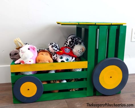 Girls Toy Box, Tractor Room, Baby Girl Toy, Boys Toy Box, Wood Crate Furniture, Yellow Crafts, Wooden Toy Boxes, Box Garden, Baby Boy Toys