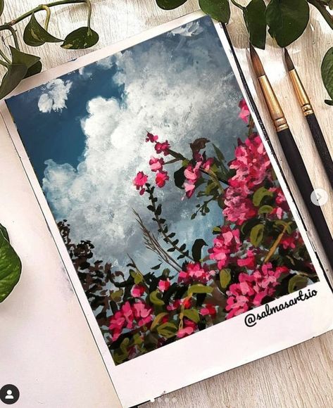 #art #flowers #flowerart Realistic Scenery Painting, Guash Artwork, Charcoal Art Ideas, Mood Board Art, Guache Art, Depth Art, Painting On Canvas For Beginners, Canvas For Beginners, Gouache Art