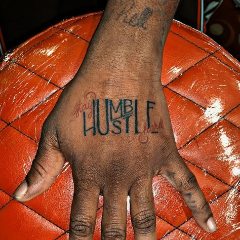 Words On Hands Tattoo, Tattoo Design Around Words, Words Hand Tattoo, Tattoos Meaning Strength Men, 2 Words Tattoo, Small Hand Tattoos For Guys For Men, More Life Tattoo, 4 Word Tattoos, Hand Tattoo Baddie