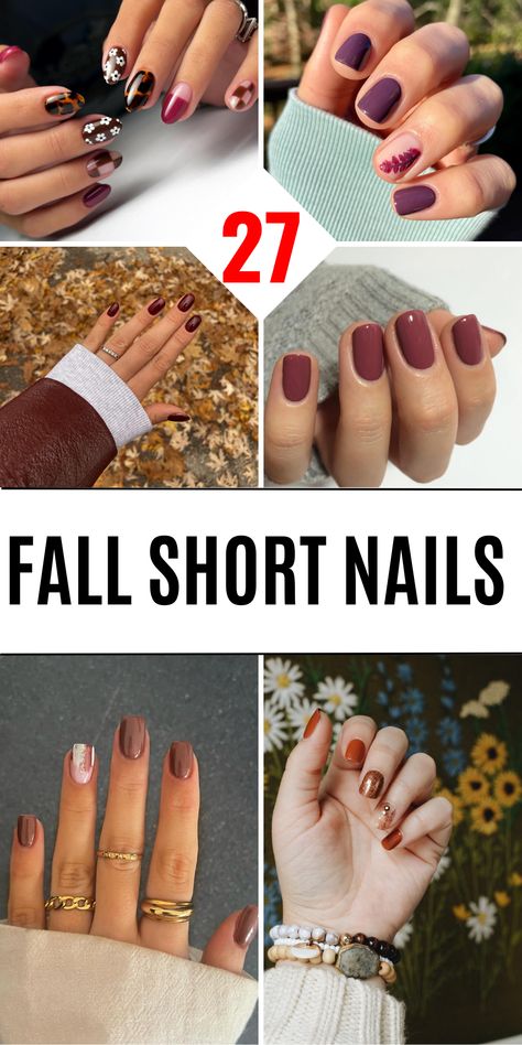 27 Fall Short Nails 2024: Top Trends and Cute Ideas to Try This Autumn - divagaze.com Nail Colors 2024 Gel, Basic Nails Acrylic Short Fall, Solid Color Nail Ideas Fall, Fall Gel Nails Short Square, Sns Colors Fall, Neutral Nails With Design Simple, Fall Almond Short Nails, Fall Nails With Orange, Trendy Dip Nails 2024