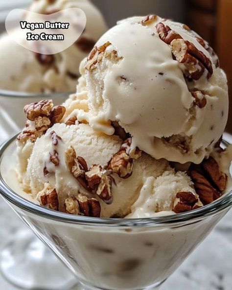 Savory Kitchen Fun - Daily Recipes | Vegan Butter Pecan Ice Cream Desserts Drinks, Butter Pecan Ice Cream, Pecan Ice Cream, Ice Cream Base, Ice Cream Ingredients, Kitchen Fun, Daily Recipes, Recipes Vegan, Plant Based Milk