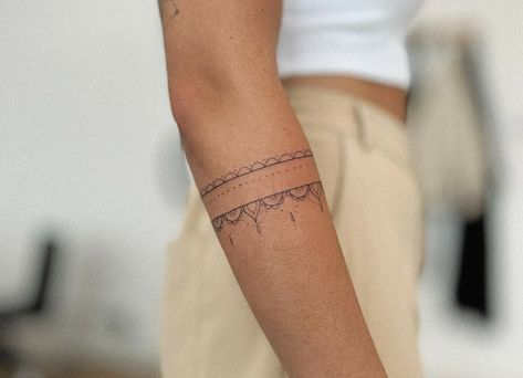 Minimalist Armband Tattoo For Women, Greek Armband Tattoo, Bangle Tattoo For Women, Arm Bracelet Tattoos For Women, Delicate Arm Band Tattoo, Wristband Tattoo Women, Female Arm Band Tattoo, Mandala Armband Tattoo, Forearm Band Tattoo For Women