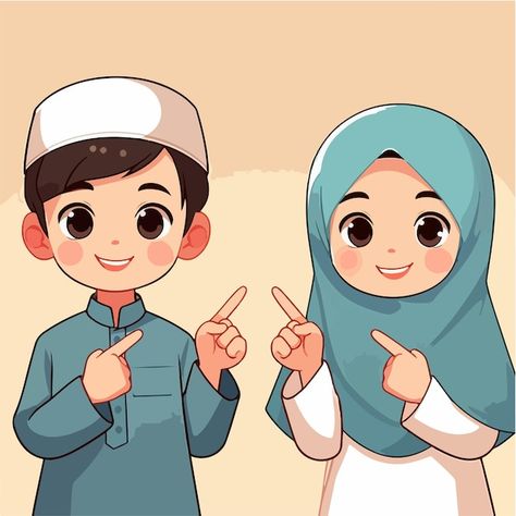 Muslim boy cartoon character Premium Vec... | Premium Vector #Freepik #vector #eid-kids #ramadan-cartoon #ramadan-arabic #ramadan-illustration Character Illustration Design, Muslim Illustration, Islamic Art Cartoon, Muslim Cartoon, Kids Illustration, Purdah Cartoon, Flat People Illustration, Eid Mubarak Kids Cartoon, Eid Mubarak Cartoon Children