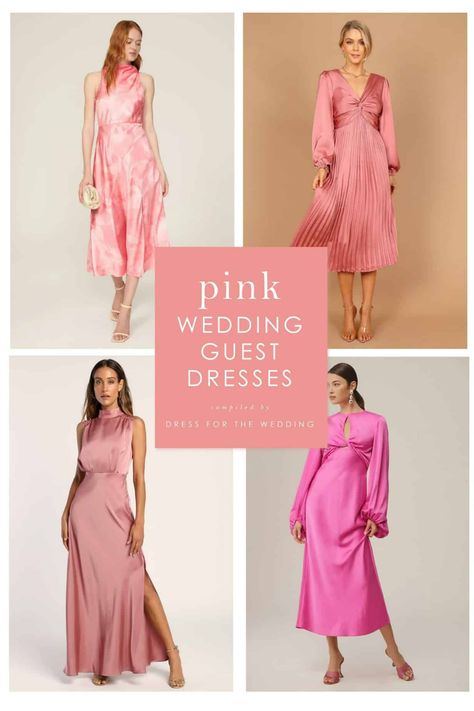 Discover the best pink dresses to wear to a wedding. We've picked an array of the prettiest blush, coral, and mauve dresses. Whether you're attending a formal affair or a semi-formal event, this collection of midi and maxi dresses will make you one of the best-dressed guests #pinkdress #weddingguest #dresses #springwedding #mididress Pink Dress Bridal Shower Outfit, Coral Dress Outfit Wedding Guest, Elegant Nails For Wedding, Pink Dresses For Wedding, Nails For Wedding Guest, Pink Semi Formal, Coral Dress Outfit, Nails For Wedding, Semi Formal Outfits For Women