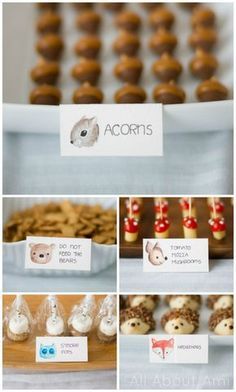 woodland birthday party Woodland Baby Shower Theme Decorations, Woodland Creatures Birthday, Woodland Baby Shower Theme Boy, Woodland Baby Shower Food, Woodland Creatures Party, Lila Party, Woodland Animals Party, Woodland Party Theme, All About Ami