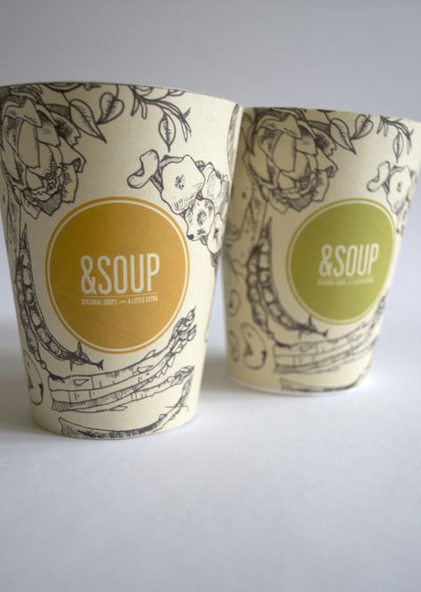 & Soup by Erin Welch, via Behance Soup Packaging Design, Label Design Inspiration, Soup Packaging, Bread Bowl Soup, Eating On The Go, Chicken Boxes, Packaging Snack, Food Innovation, Rice Box