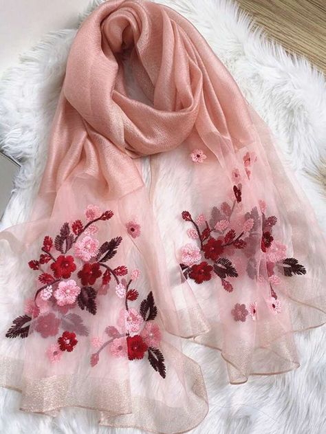 Embroidery Scarf, Embroidery Fashion Detail, New Saree Designs, Elegant Scarves, Desi Fashion Casual, Sleeves Designs For Dresses, Stylish Party Dresses, Fancy Dress Design, Easy Trendy Outfits