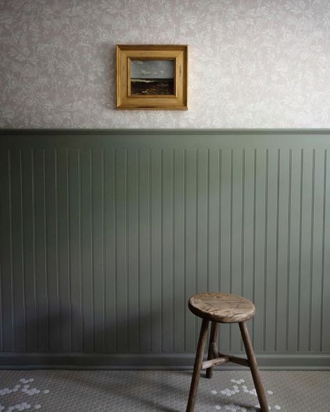 Wallpaper and Paint Combinations - The Honeycomb Home Beadboard With Wallpaper, Wallpaper And Paint Combination, Painted Beadboard Walls, Beadboard And Wallpaper, Beadboard Bedroom, Wallpaper And Beadboard, Green Beadboard, Whittney Parkinson Design, Whittney Parkinson