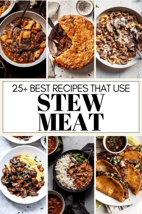 Cheap Beef Recipes For Dinner, Beef Stew Meat Soup Recipes, Stewed Steak Recipes, Dinner Recipes Stew Meat, Dinner Ideas With Stewing Beef, What To Do With Stew Beef, Simple Stew Meat Recipes, Recipes For Stewing Beef, What To Cook With Stew Meat