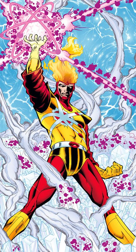 #Firestorm (Stein/Raymond version) (DC Comics). From http://www.writeups.org/firestorm-stein-raymond-dc-comics-early/ Ronnie Raymond, Firestorm Dc, Hot Head, Justice Society, Killer Frost, Comic Book Artwork, Arte Dc Comics, Dc Comics Superheroes, Dc Comics Artwork