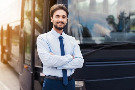 A male driver smiling and posing against... | Premium Photo #Freepik #photo #bus-driver #happy-driver #happy-man #black-man Medical Transportation, Bus Tour, School Trip, Famous Landmarks, Service Trip, Bus Driver, Human Services, Rental Company, Transportation Services