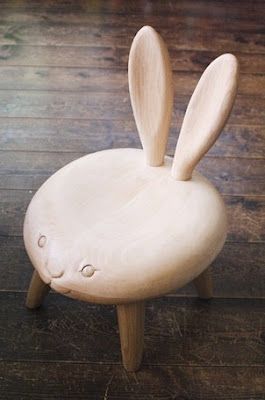 Love the Bunny Chair, will be a great addition for the little ones. Other…                                                                                                                                                                                 More Bunny Chair, Tre Kunst, Wooden Stool, A Bunny, The Chair, Camping With Kids, Take A Seat, Wooden Chair, White Rabbit