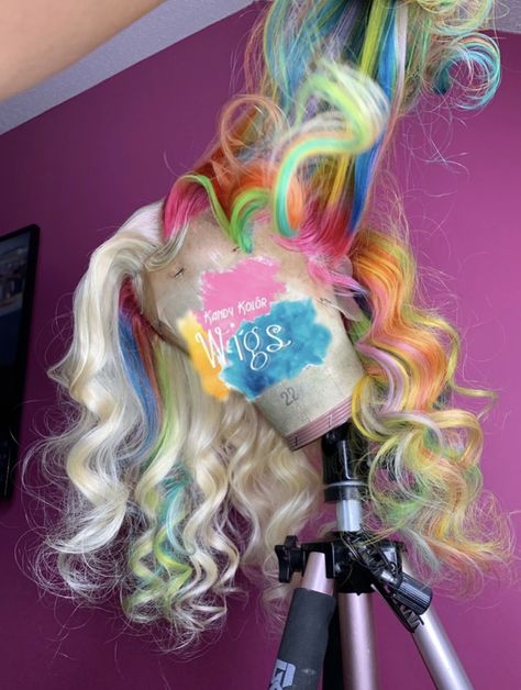 Fruity Pebble, Birthday Hair, Hair Color Pastel, Feed In Braid, Fruity Pebbles, Colored Wigs, Pastel Hair, Kandy, Note Box