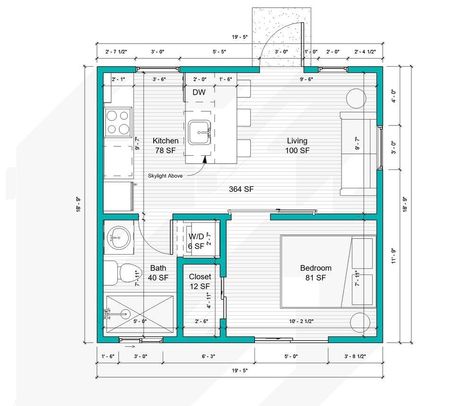 364 sq. ft. Detached Garage ADU in Oakland | Cottage Garage Conversion Ideas Granny Flat, Garage To Granny Flat Conversion, 2 Car Garage Conversion Granny Flat, Two Car Garage Apartment Conversion, 2 Car Garage Conversion Apartment Floor Plans, Garage To Home Conversion, 24x20 House Plans, Adu Garage Conversion Plans, Garage Adu Conversion Floor Plan