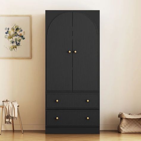 Ebern Designs Maartje Wood Armoire & Reviews | Wayfair Armoire Wardrobe Closet, Wooden Closet, Armoire Wardrobe, Wood Armoire, Wardrobe Cabinet, Black Wardrobe, Bedroom Armoire, Wooden Wardrobe, Bedroom Chest