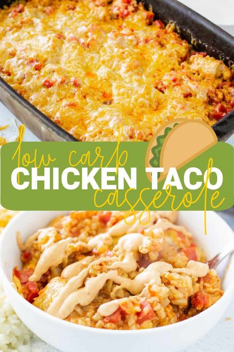 Low Carb Chicken Taco Casserole Low Carb Chicken Taco Casserole, Cooked Chicken Recipes Leftovers Healthy Low Carb, Low Carb Rotisserie Chicken Recipes Easy, Low Carb Rotisserie Chicken Recipes, Low Carb Taco Casserole, Taco Fixings, Easy Chicken Taco, Ww Dinners, Chicken Taco Casserole