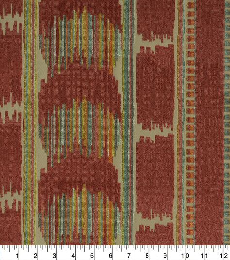 An exciting cut pile Ikat design Velvet Ikat with its multi - colored, multi - dimensional pattern explosion will add excitement to any room or home décor projectContent: 42% Polyester, 58% Rayon , acrylic backedWidth: 54 InchesUpholstery polyester blendPrintHeavy UpholsteryHorizontal Repeat: 135 InchesVertical Repeat: 47InchesDurability: 51000ImportedSold By The YardDry Clean Only Upholstry Fabric, Multi Dimensional, Ikat Design, Ikat Print, Ikat Fabric, Home Decor Fabric, Upholstered Chairs, Fabric By The Yard, Upholstery Fabric