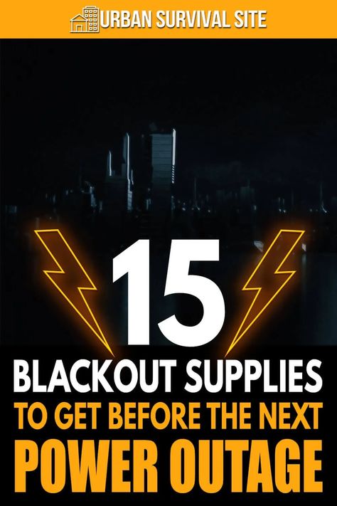 Are you prepared for an extended electrical power outage? Here is a beginning list of 15 blackout supplies to get before the next one. Power Outage Preparedness, Power Outage Kit, Prepper Items, Survival Skills Emergency Preparedness, Emergency Prepardness, Doomsday Prepping, Emergency Survival Kit, Emergency Preparedness Kit, Days In February