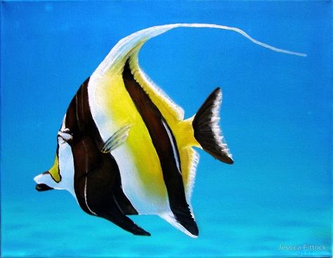 Nemo Nursery, Moorish Idol, Sea Inspiration, Salt Water Fish, Animal Reference, Watercolor Fish, Beautiful Sea Creatures, Water Animals, Aquarium Design